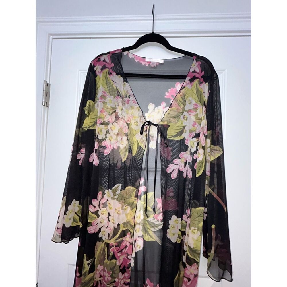 Victoria’s Secret Floral Print Tie at Top Long Sleeve Sheer Robe - Picture 10 of 13